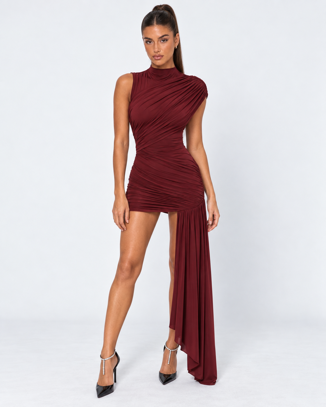 Solenne Mini-Jurk - Bordeaux rood