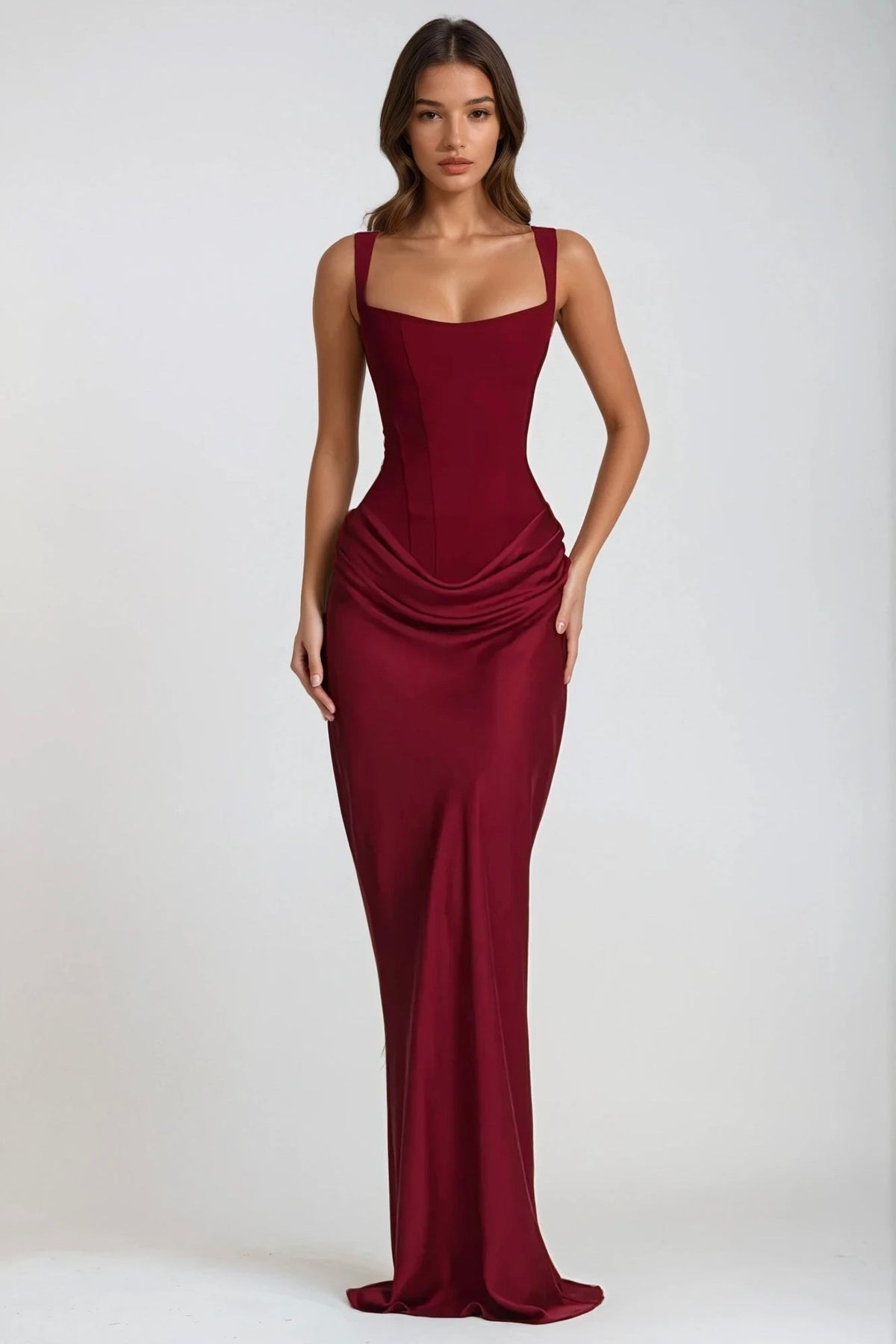 Indy Bodycon Maxi-Jurk - Bordeaux Rood