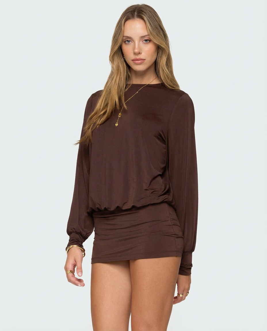Isadora Mini-Jurk - Pruim bruin