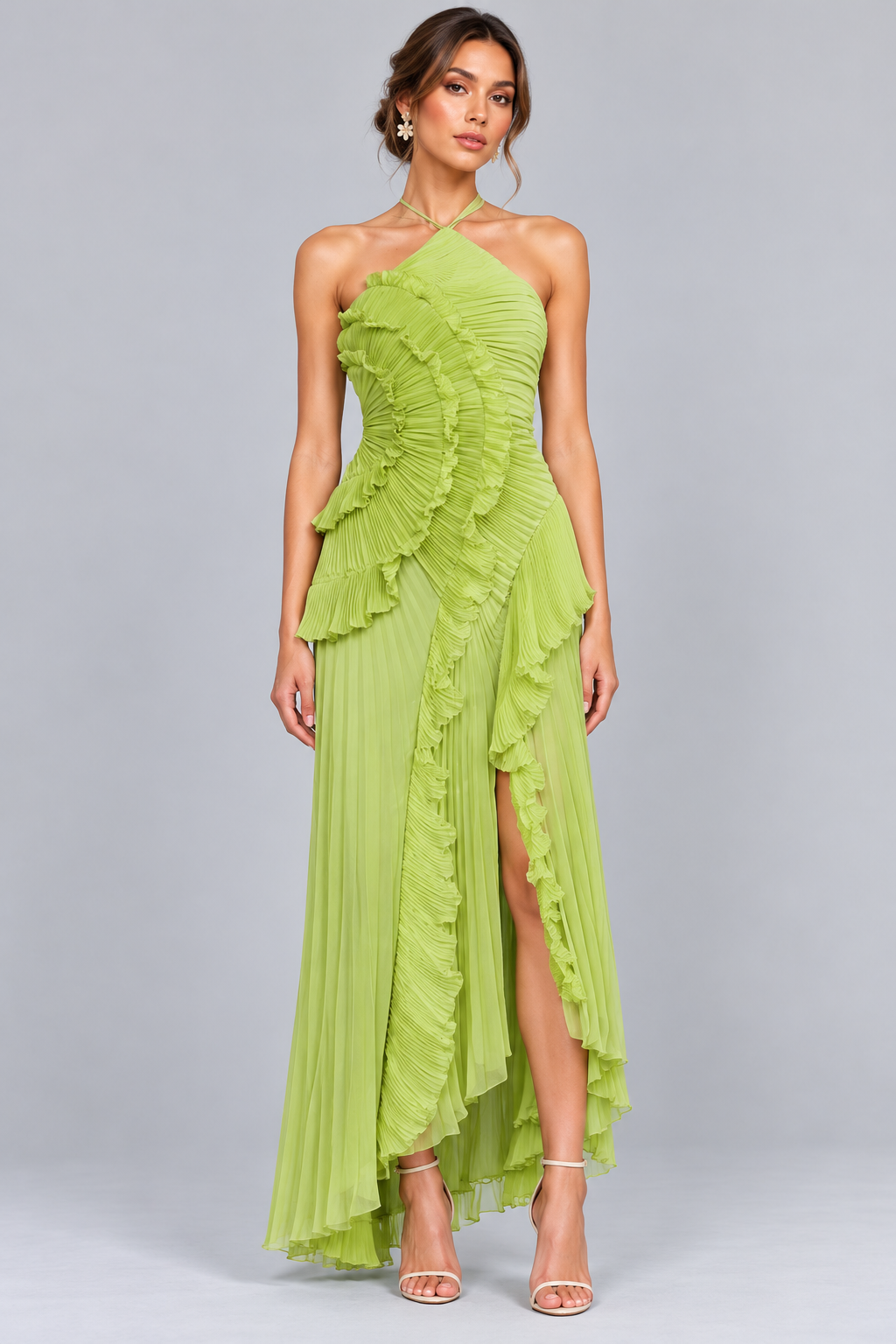 Serelina Maxi-Jurk - Limoen Groen