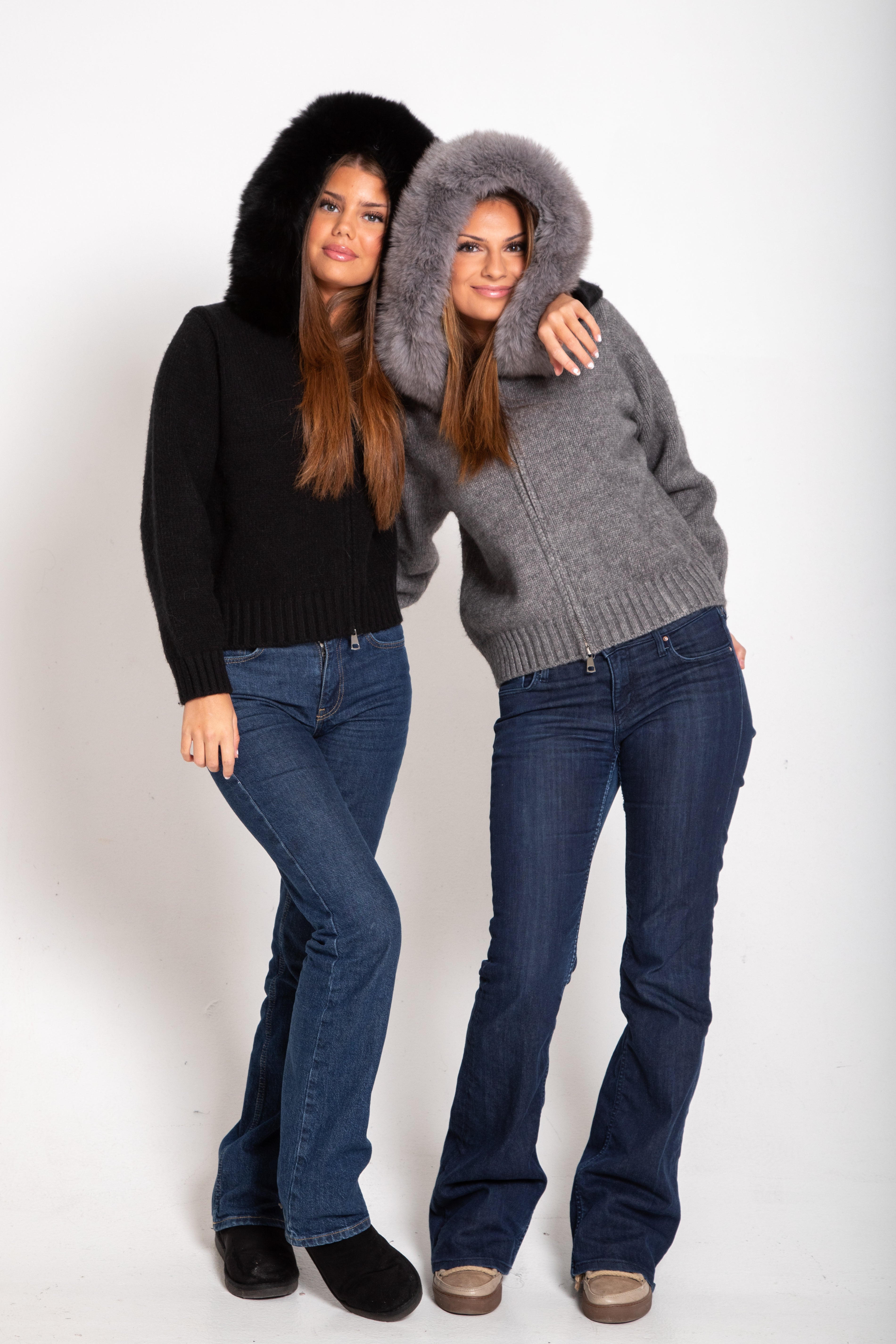 YunaWear | Wolblend Jas met bontkraag– Zwart