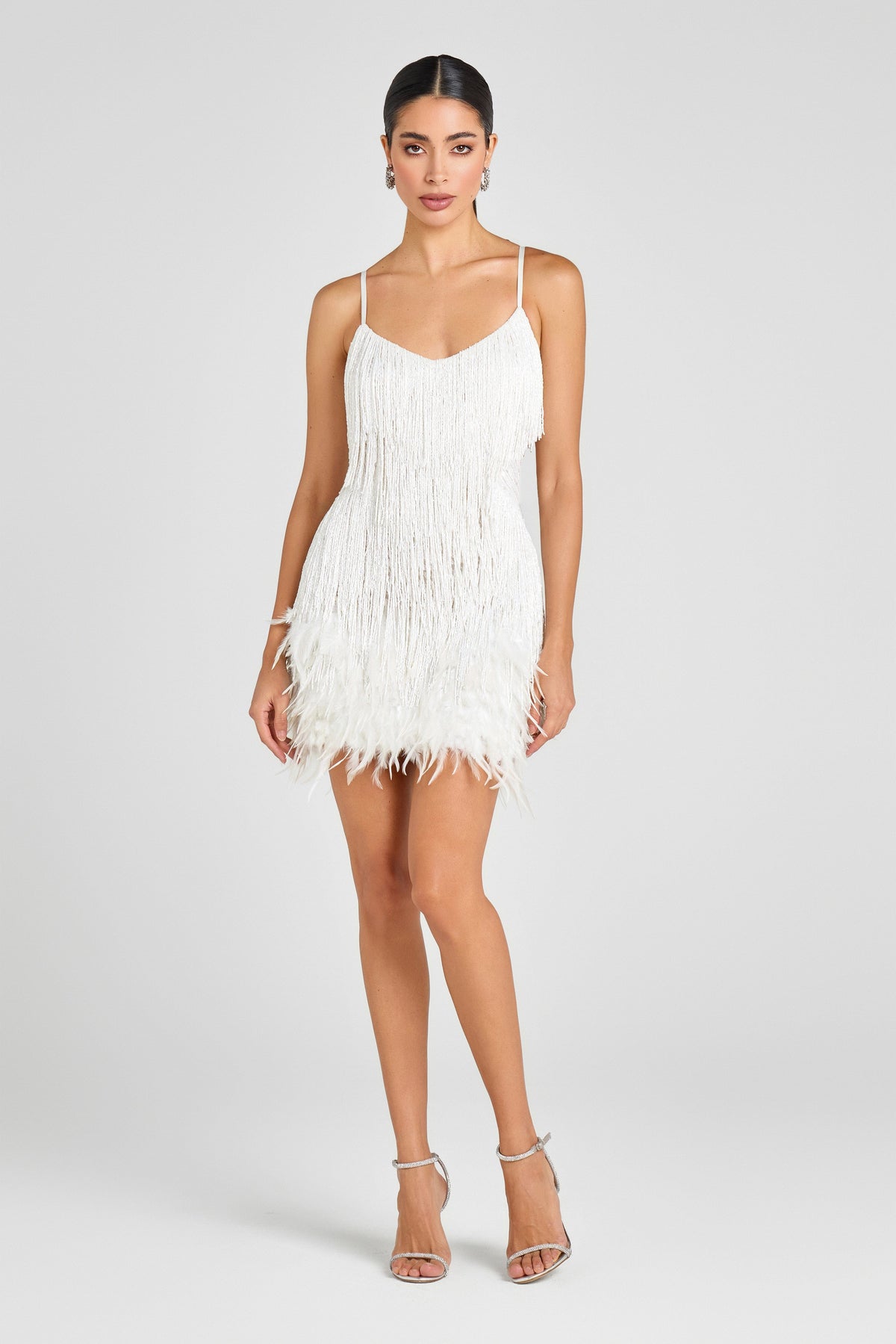 Odette Kristallen Mini-Jurk - Wit