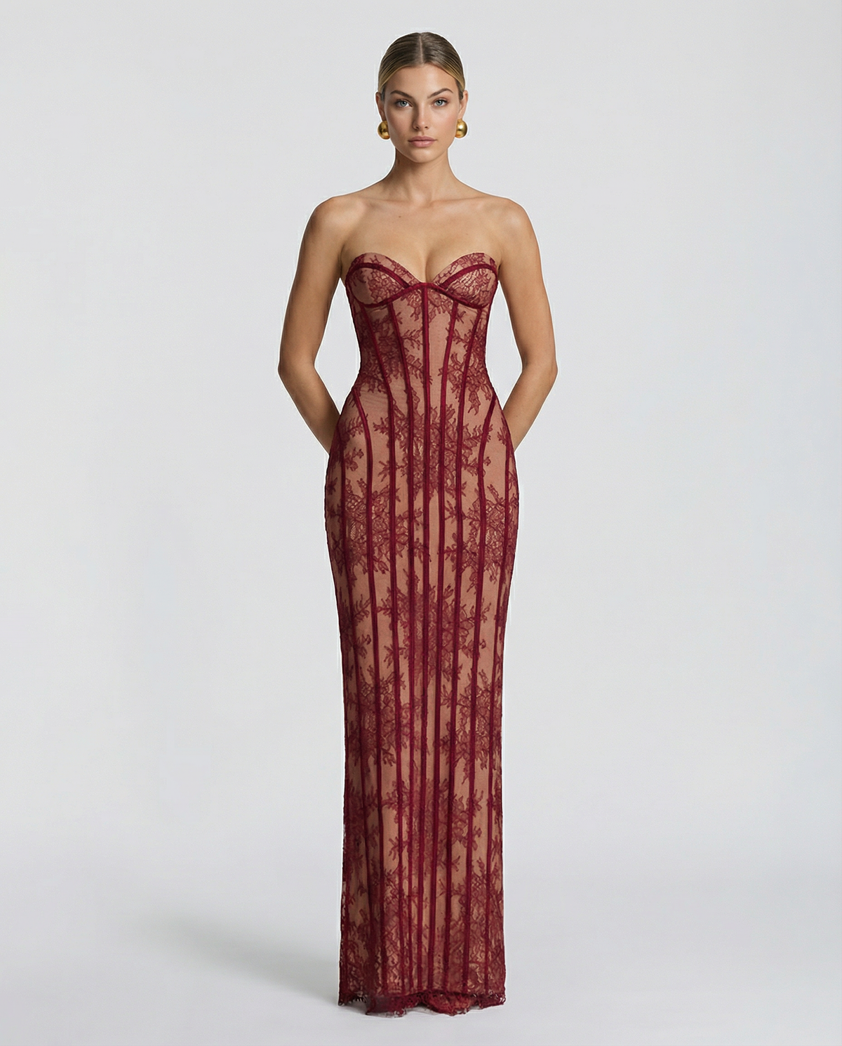 Mina Maxi-Jurk - Bordeauxrood