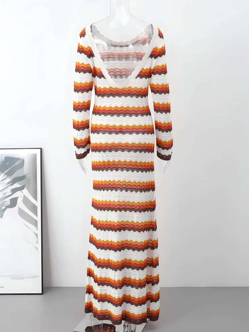 YunaWear | Gebreide Maxi Streepjurk