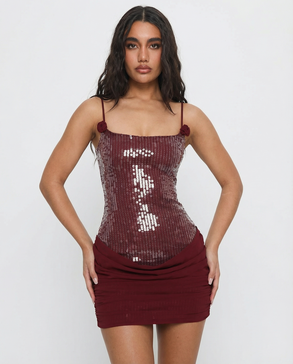 Celestine Mini-Jurk - Bordeaux rood