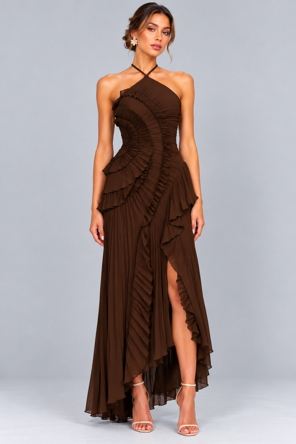 Serelina Maxi-Jurk - Bruin