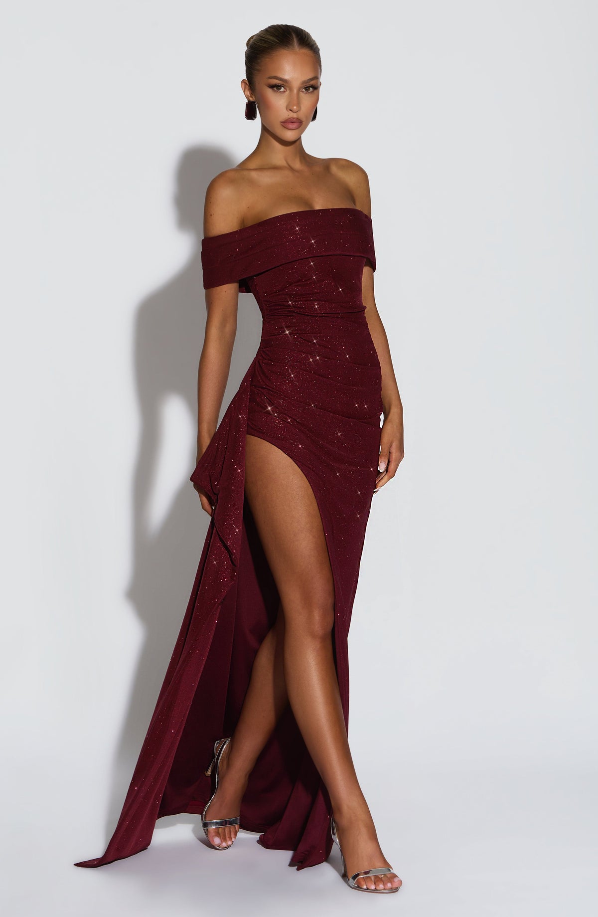 Kelly Maxi-Jurk - Donker Rood glitter