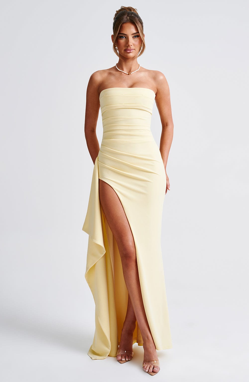 YunaWear | Elegante Lemon Maxi-Jurk