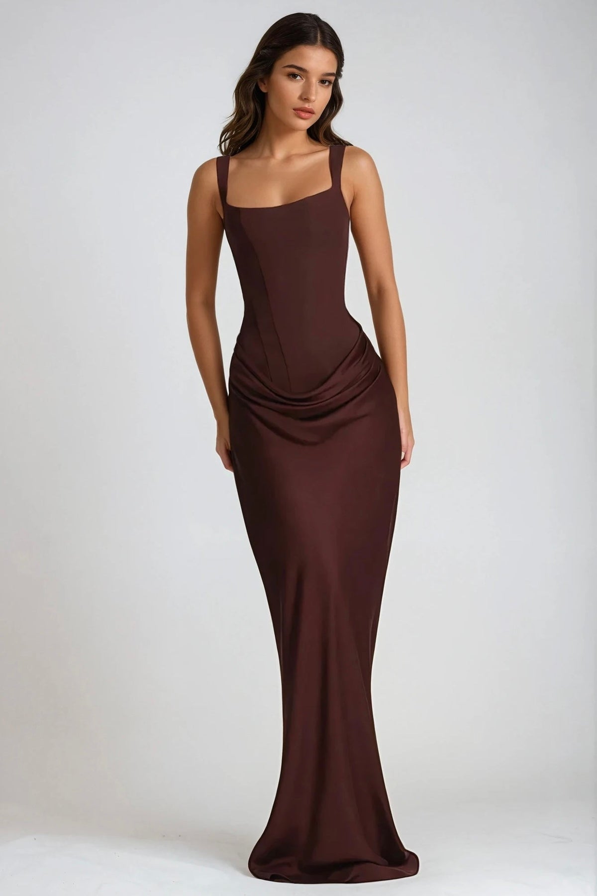 Indy Bodycon Maxi-Jurk - Bruin