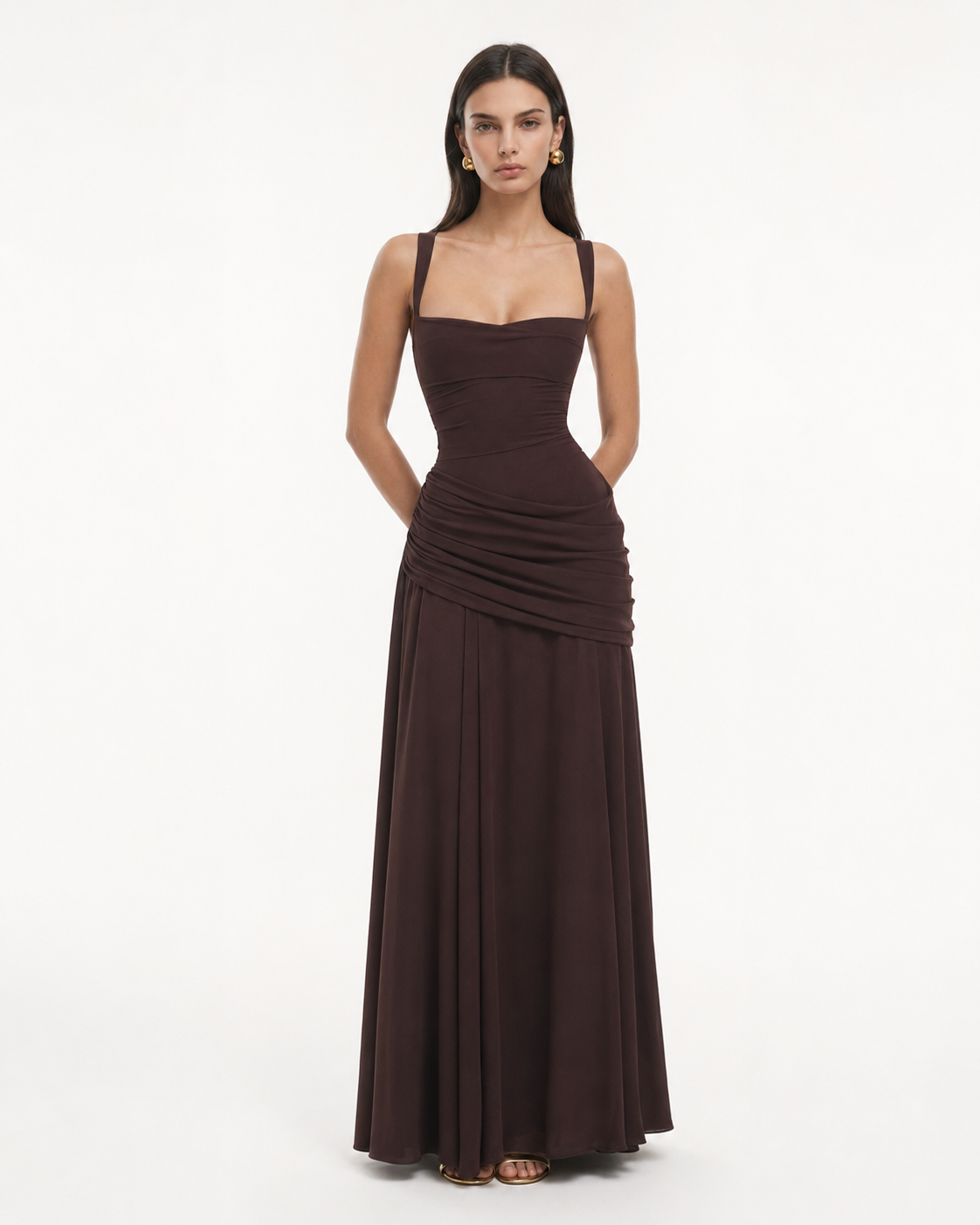 Destiny Maxi-Jurk - Pruim bruin